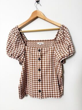 Madewell NWOT gingham off shoulder top shirt size large